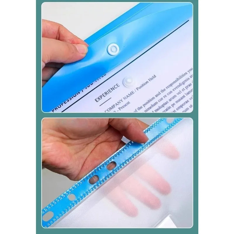 Pack of 6 A4 Plastic Covers with 11 Holes Adhesive Closure Compatible with 2/3/4 Rings for School And Office Supplies Beauty World Shop