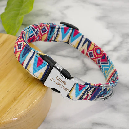 Adjustable Nylon Dog Collar Personalized Dogs Cat ID Collars With Engraved Name Buckle Anti-lost for Small Medium Large Dogs Beauty World Shop