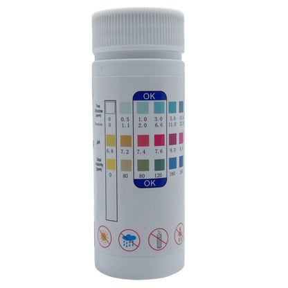 Chlorine PH Test Strips SPA Swimming Pool Aquarium Fish Tank Water Tester Paper Residual Chlorine PH Value Alkalinity Hardness Beauty World Shop