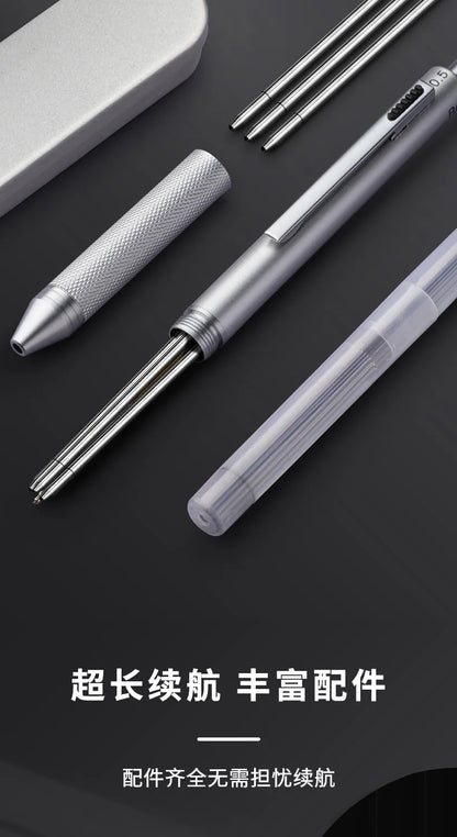 Multifunctional 4-color-in-one gravity-sensing pen metal ballpoint pen/Mechanical Pencil,Black/Red/Blue Ink Oil Signing canetas Beauty World Shop
