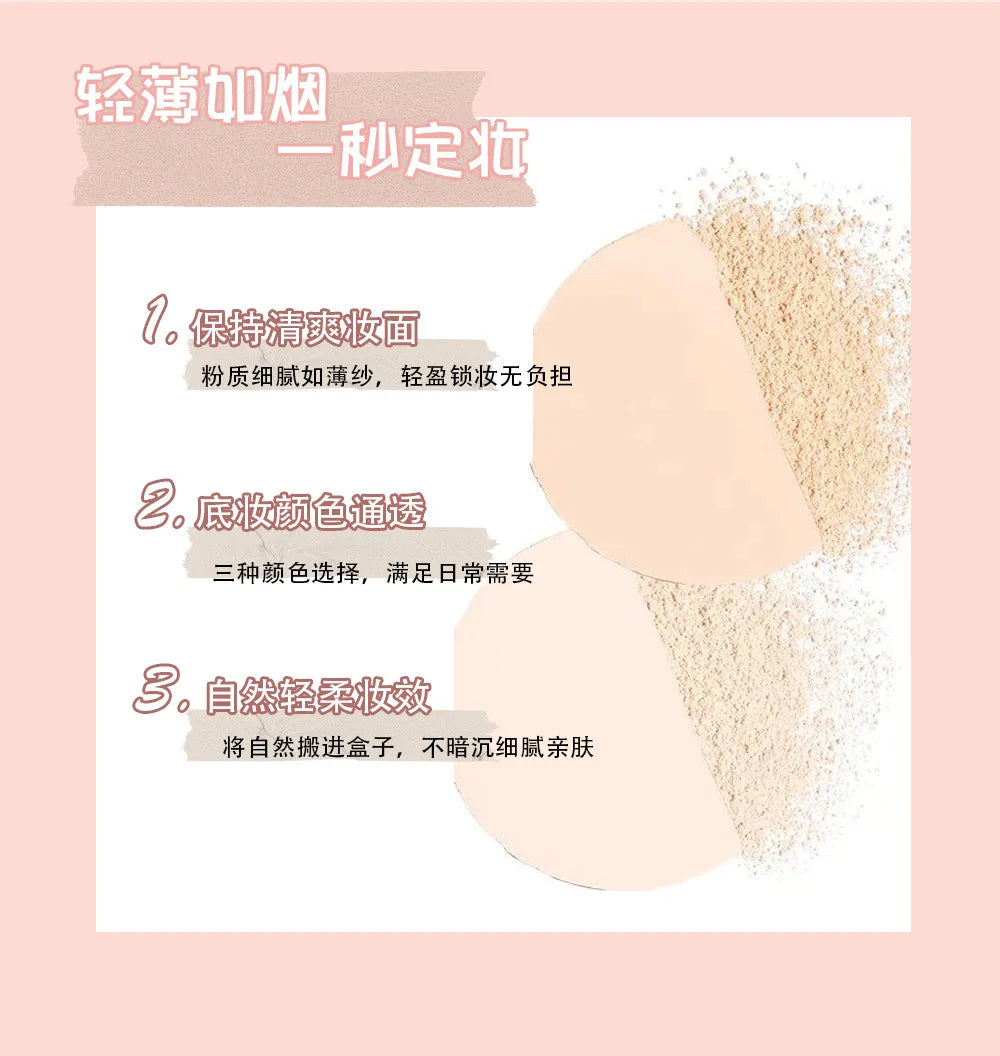 Soft focus fog powder,honey powder,dry powder,makeup,oil control,long-lasting waterproof,concealer,loose powder,biscuit skin Beauty World Shop