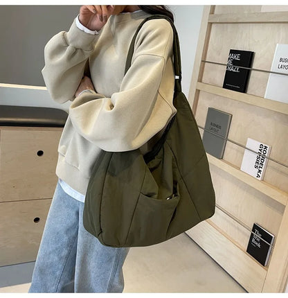 Trendy Women's Soft Cloth Shoulder Bag Solid Color Student 2026 Spring Y2k Casual Style Big Handbags Crossbody Bags for Women Beauty World Shop