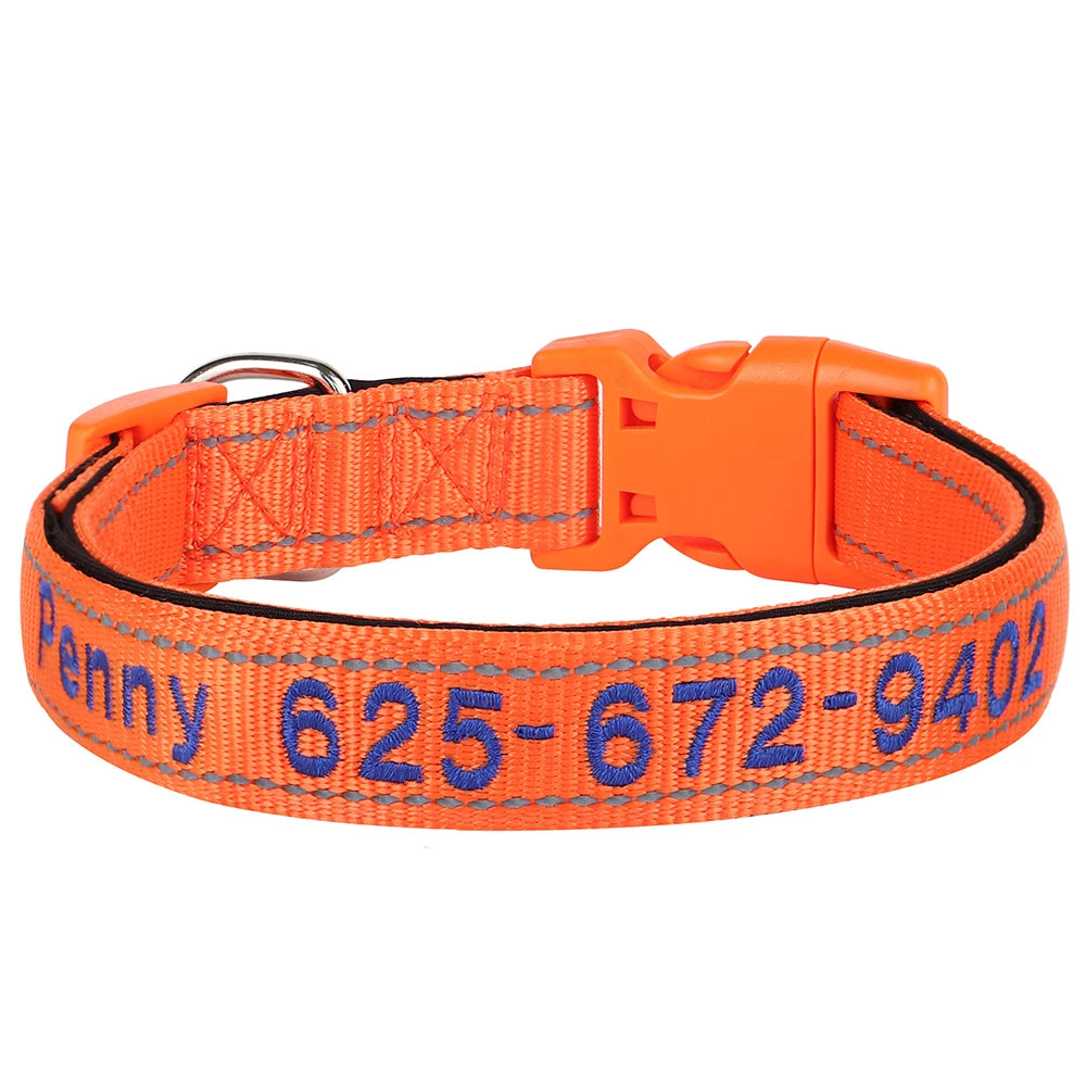 Embroidered Nylon Dog Collar Personalized Puppy Cat Collars Reflective Pet ID Collars DIY Phone Name ID For Small Large Dog Cat Beauty World Shop