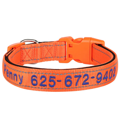 Embroidered Nylon Dog Collar Personalized Puppy Cat Collars Reflective Pet ID Collars DIY Phone Name ID For Small Large Dog Cat Beauty World Shop