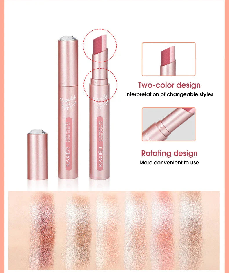 Gradient two-color eye shadow pen waterproof, sweat proof, not easy to smudge, pearlescent, fine shiny, lazy eye shadow s Beauty Trend Shop