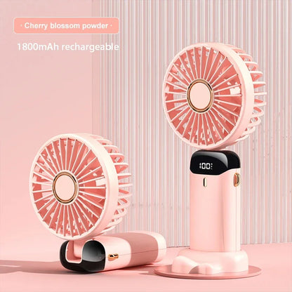 Handheld Mini Fan Foldable Portable Neck Hanging Fans 5 Speed USB Rechargeable Fan with Phone Stand and Display Screen 1800mAh Beauty World Shop