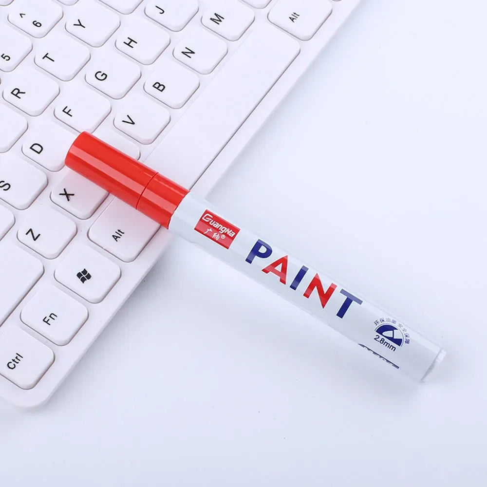 Car Paint Pen Waterproof Car Wheel Tire Oily Painting Mark Pen Auto Rubber Tyre Tread CD Metal Permanent Paint Marker Beauty World Shop