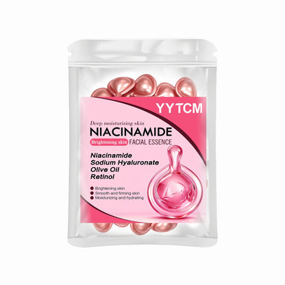 Niacinamide Facial Essence Capsules, Containing Retinol, Olive Fruit Oil, Gardenia Extract, Brighten Skin Tone, Moisturize and Hydrate, and Smooth and Soften Skin (0.5Gx30 Capsules)/Bag-1 Bag Beauty World Shop
