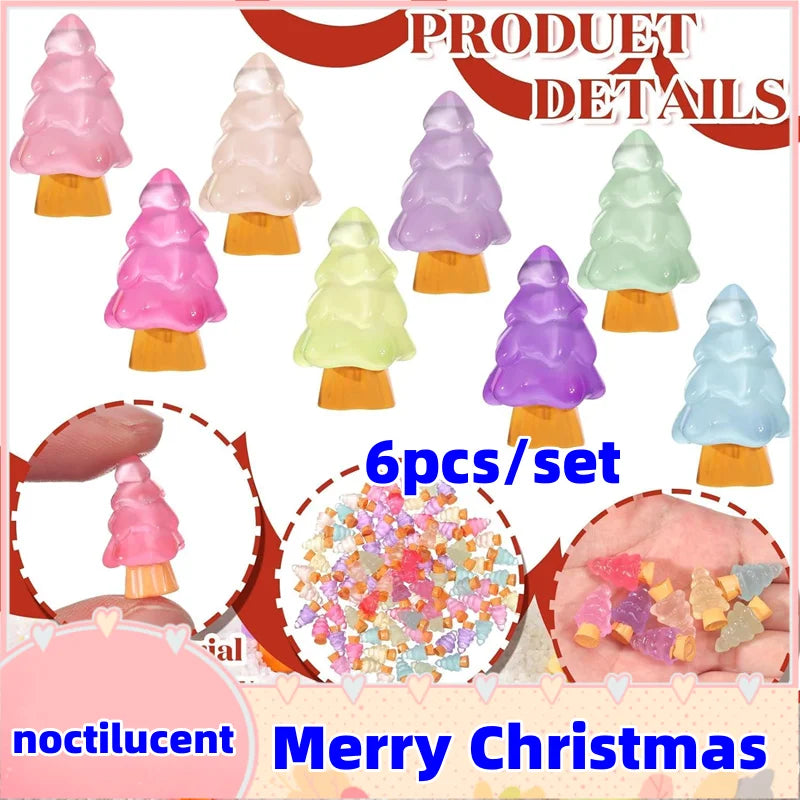 Luminous Figurine Miniature Cute Noctilucent Christmas Tree Micro Landscape Ornaments for Home Decorations Tabletop Beauty World Shop