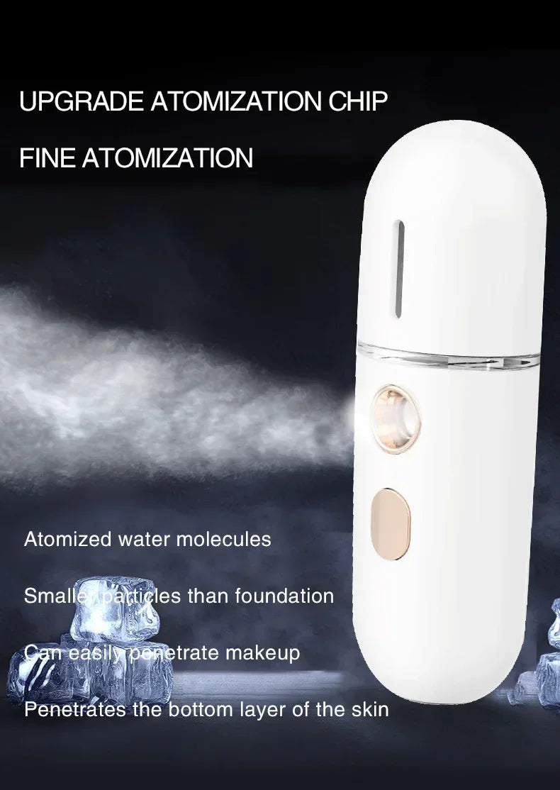 Mini Portable Humidifier Nano Mister Facial Steamer Device Beauty Spray Hydrating Apparatus Cold Spray Apparatus Rechargeable Beauty World Shop