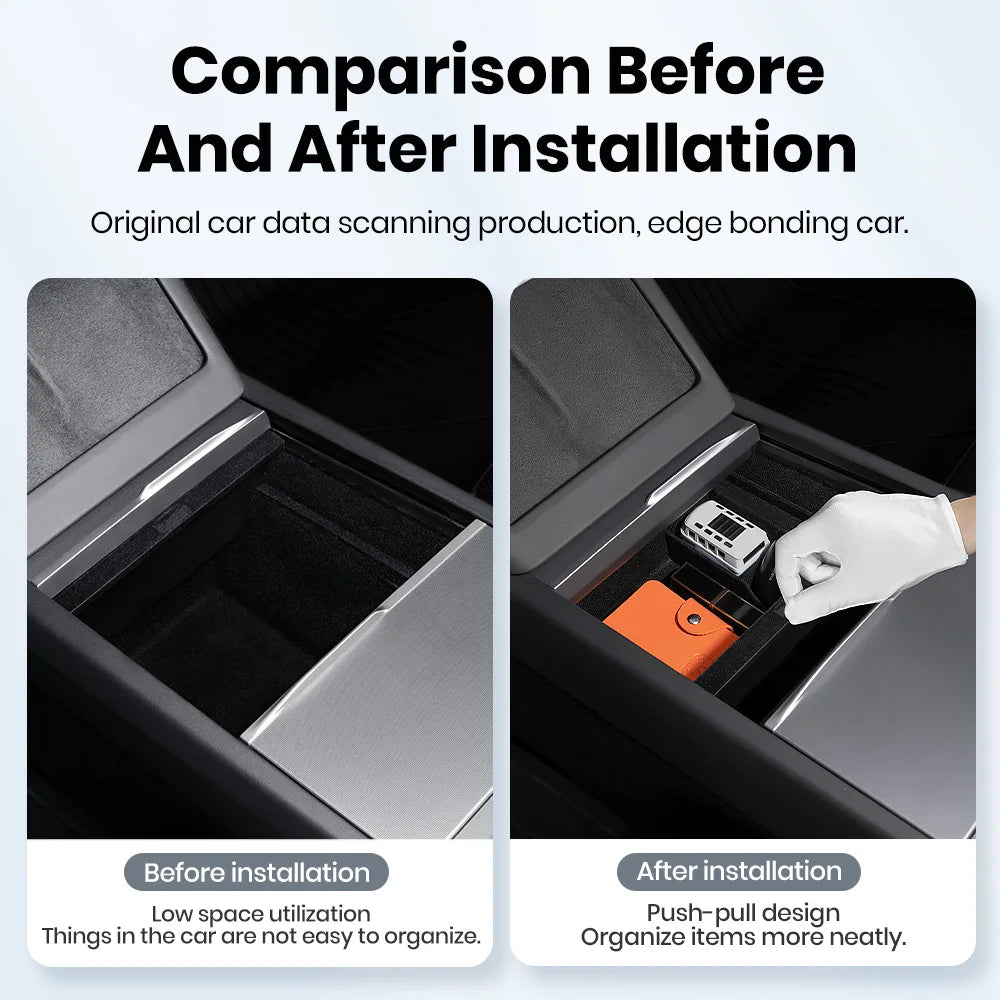 YZ For Tesla Highland Model 3 Y Juniper Center Armrest Hidden Box Holder Console Organizer Car Storage Box  Accessories Beauty World Shop