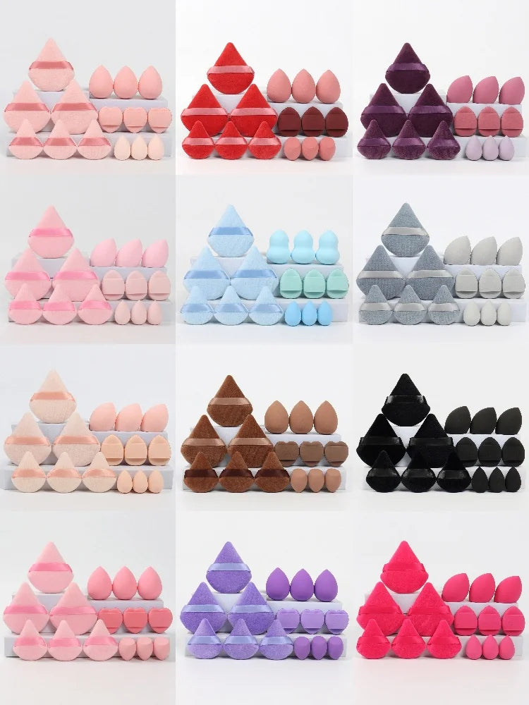 Multi Effect 15 Piece Set 3 Loose Powder Puffs&3 Mini Loose Powder Puffs&3 Medium-Sized Eggs&3 Mini Eggs&3 Air Cushions. Founda Beauty World Shop