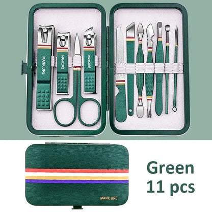 Ouriner 6-18Pcs Portable Manicure Sets Pedicure Kits Bright Black Nail Clipper Set Personal Care Tools Eyebrow Scissors Beauty World Shop