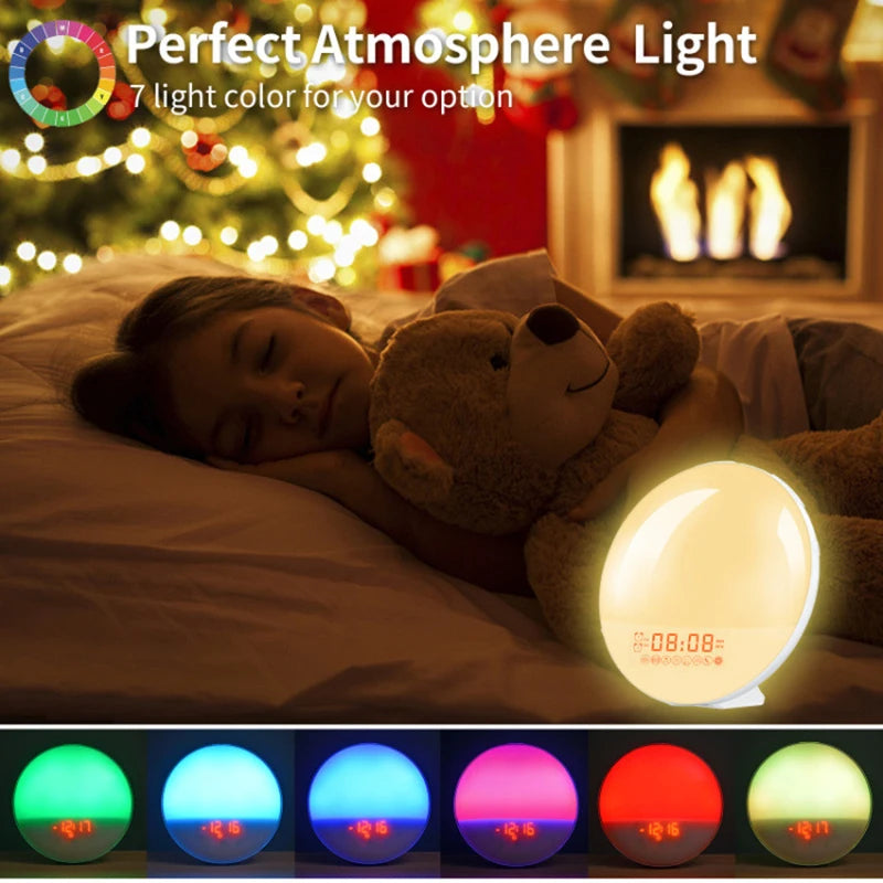 Wake Up Light Alarm Clock with Sunrise/Sunset Simulation Dual Alarms FM Radio Nightlight 7 Colors Natural Sounds Snooze Beauty World Shop