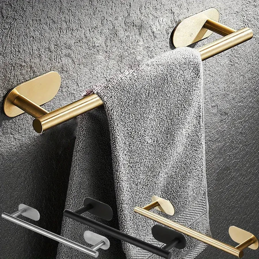 40cm Stainless Steel Bathroom Towel Rack No Drilling Self Adhesive Wall-Mounted Towel Clothes Shelf Holder Hanger Home Bath Rack Beauty World Shop