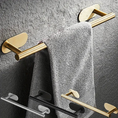 40cm Stainless Steel Bathroom Towel Rack No Drilling Self Adhesive Wall-Mounted Towel Clothes Shelf Holder Hanger Home Bath Rack Beauty World Shop