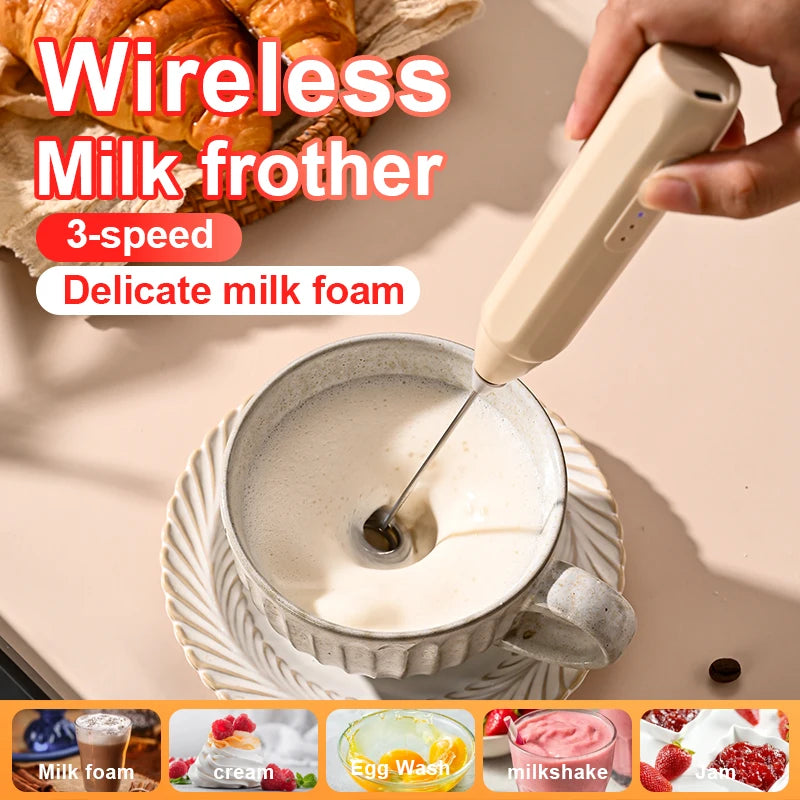 MINI Coffee Frother USB Rechargeable 3 Speeds Foam Maker Coffee Milk Mixer Electric Handle Blender Egg Beater Hot Cooking Tools Beauty World Shop