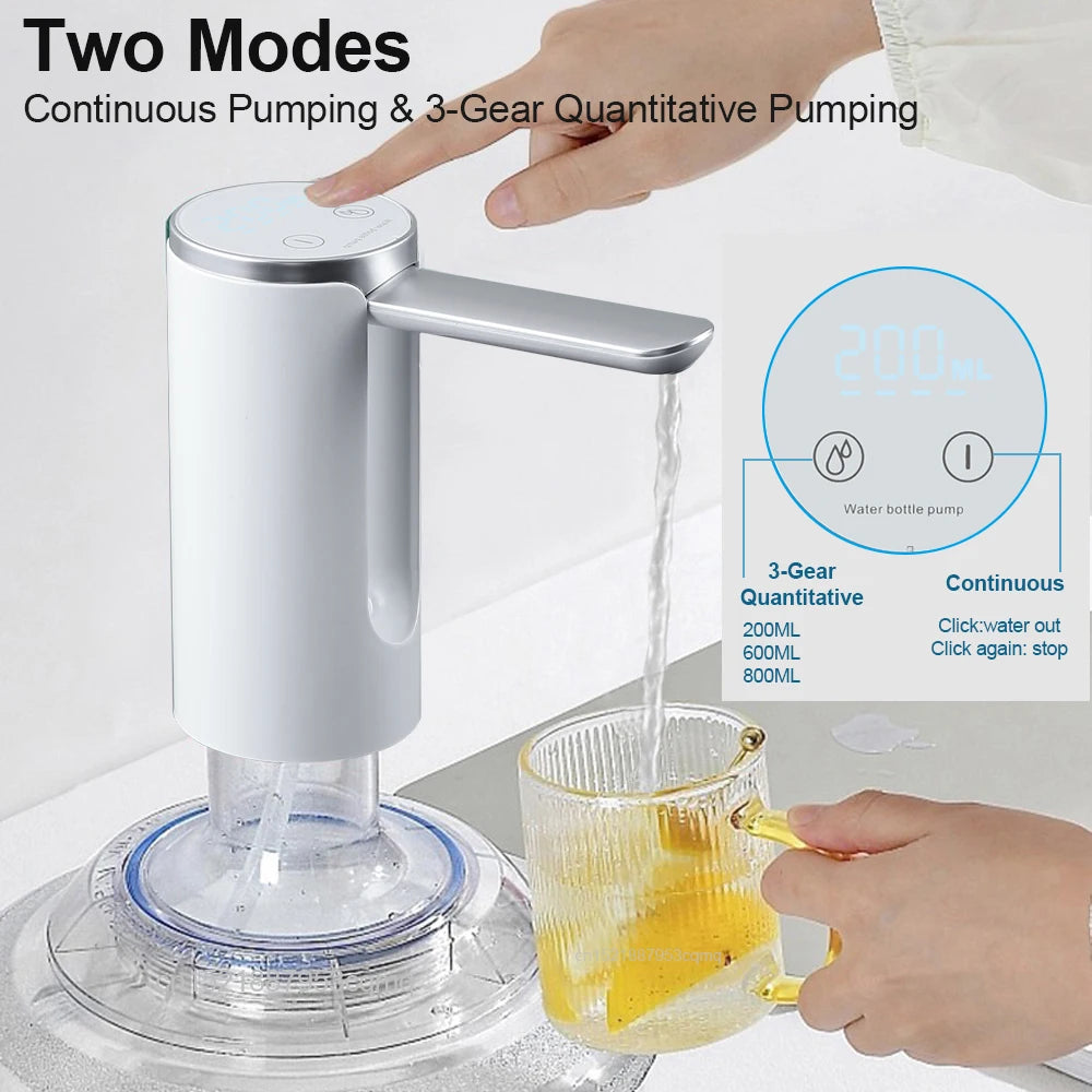 Electric Water Gallon Bottle Pump Automatic Water Dispenser Pump 19 Liters Foldable Desktop Water Bottle Pump H3 Rechargeable Beauty World Shop