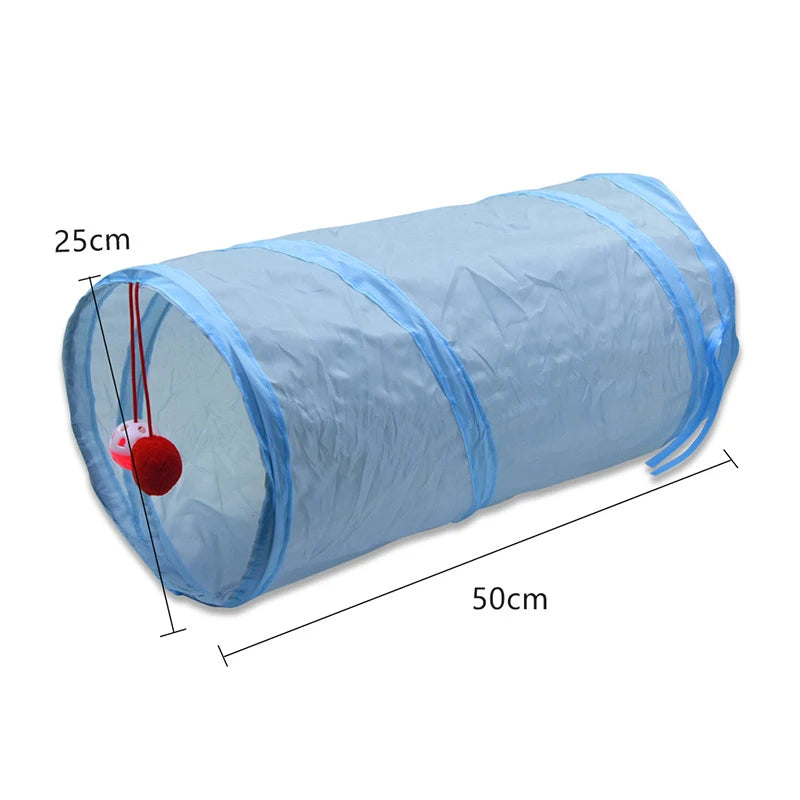 Cat Toys Gray 3-Way Foldable Pet Cat Tunnel Tube Toy Kitten Tunnel Toy with Peep Hole Pet Training Interactive Toy Tunnel Tube Beauty World Shop