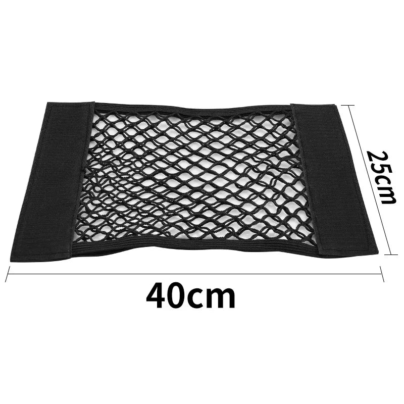 Car Trunk Mesh Organizer Car Tail Storage Net Seat Back Pocket Universal Trunk Bag Auto Magic Tape Network Interior Accessories Beauty World Shop