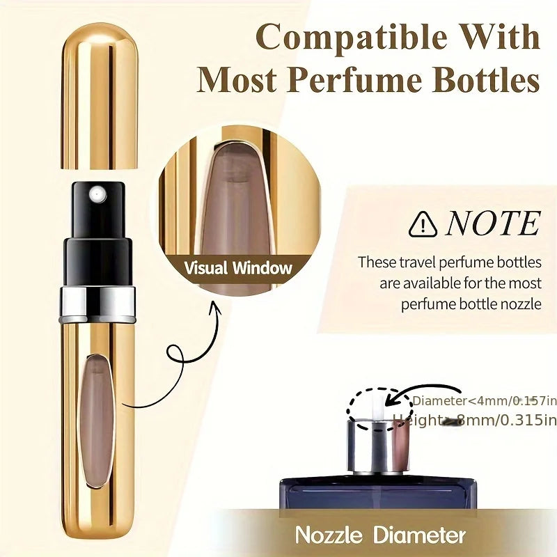 Mini Refillable Perfume Atomizer Aluminum, Travel Perfume Atomizer 5ml, Portable Perfume Dispenser, Refillable Perfume Case Rugg Beauty Fashion