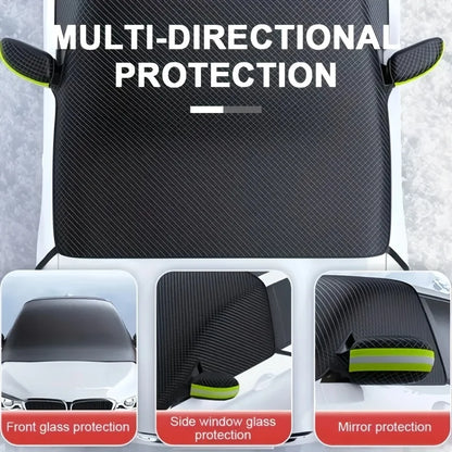 Car Anti-Frost Snow Cover with Reflective Strips - Magnetic Polyester Scratch Resistant for SUVs MPVs Winter Safety Accessory Beauty World Shop