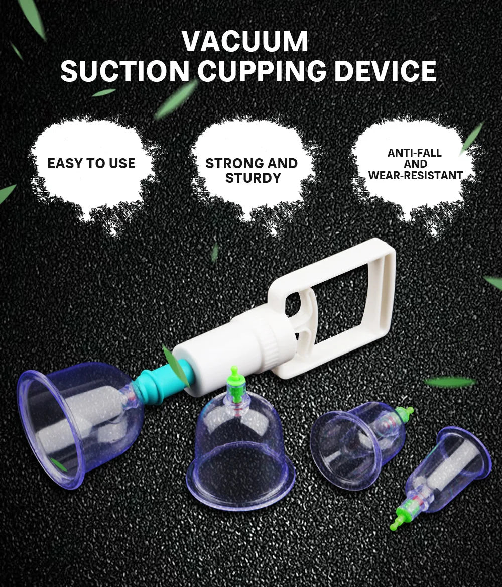 6 Suction Cups for Back-Vacuum Cupping Massage Kit w/ Pump Gun Body Massage Anti-Cellulite Beauty World Shop