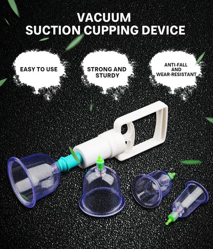 6 Suction Cups for Back-Vacuum Cupping Massage Kit w/ Pump Gun Body Massage Anti-Cellulite Beauty World Shop