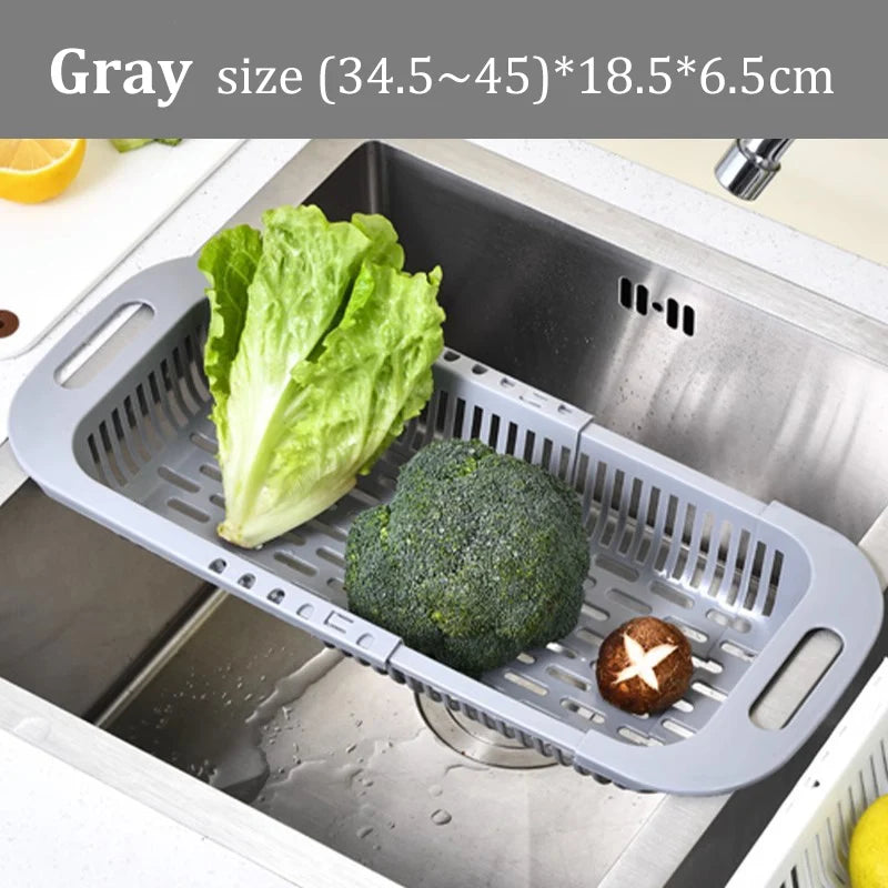 Kitchen Storage Rack Soap Sponge Rack Adjustable Vegetable Drain Basket Sink Rack Retractable Multifunctional Kitchen Tools Beauty World Shop