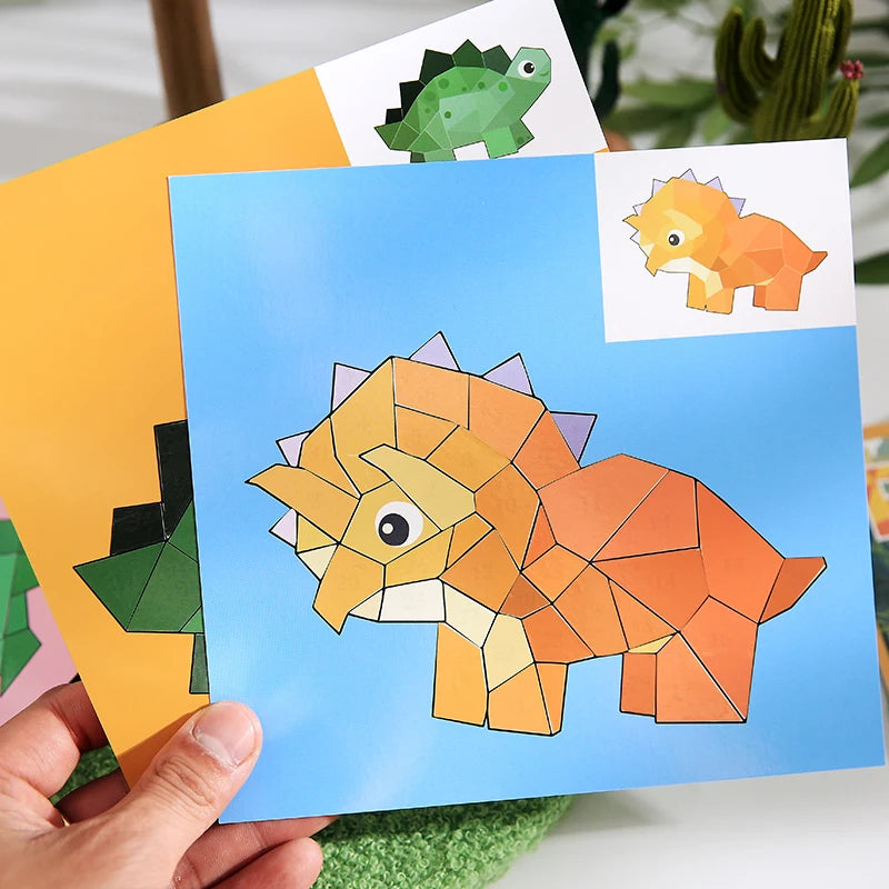 Mr Paper 12pcs/bag Sticker Book Students' Handmade 3D Geometric Collage DIY Stickers Early Educational Stickers For Journal Beauty World Shop
