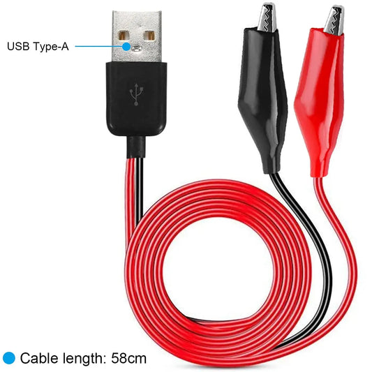 Alligator Clip to USB, Crocodile Clamps to USB Type-A Male Connector Cable Copper Test Leads for Testing Circuit Power Supply Beauty World Shop