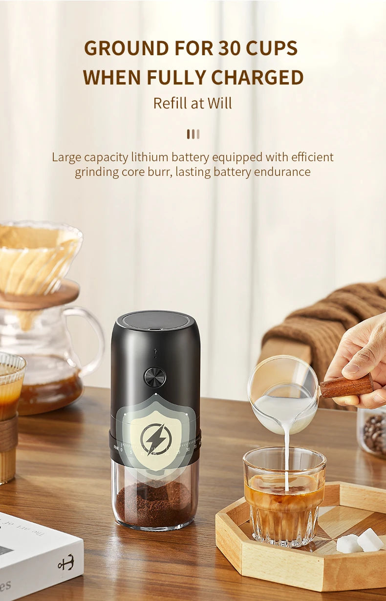 New Portable USB Electric Coffee Bean Grinder 40 Gears External Adjustable Rechargeable Grinders Household Mini Coffee Machine Beauty World Shop