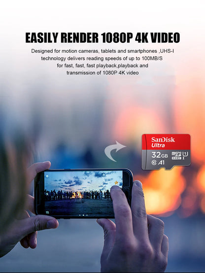 Original Sandisk Memory Card 256GB 128GB 64GB 32GB TF micro sd card Class 10 UHS-1 flash card Memory Microsd for Samrtphone PC Beauty World Shop