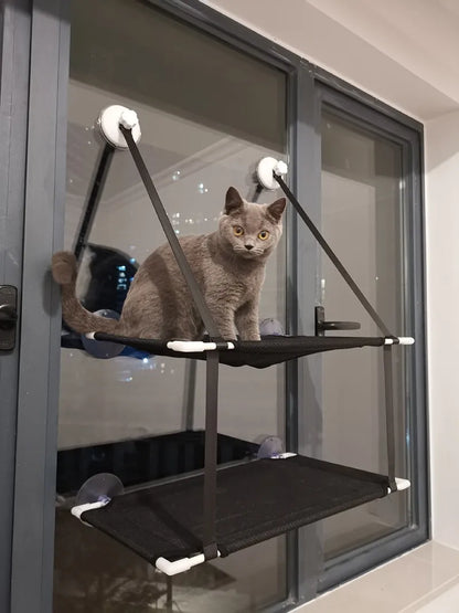 Cat Hammock Window Bed Kitten Sunny Seat Hanging Mount Beds Cat Sofa double-decker tunnels Suction Cup Wall Pet Hanging Winter Beauty World Shop