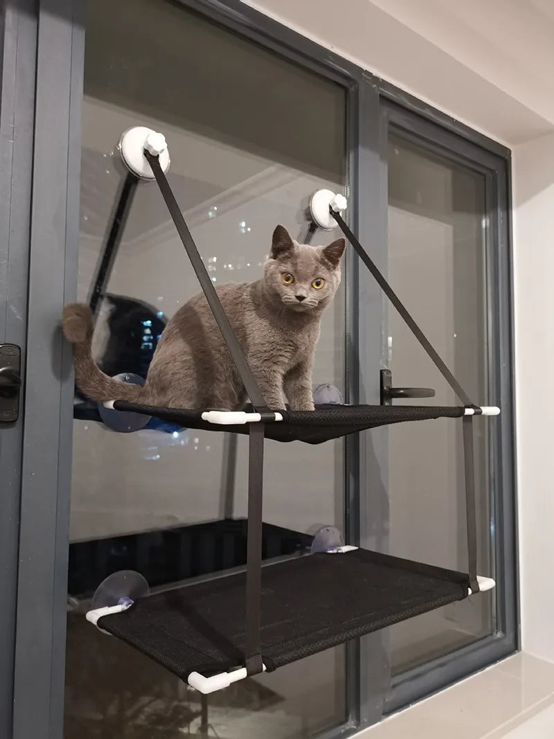 Cat Hammock Window Bed Kitten Sunny Seat Hanging Mount Beds Cat Sofa double-decker tunnels Suction Cup Wall Pet Hanging Winter Beauty World Shop