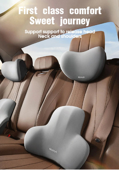 Car Neck Pillow Memory Foam Protective Lumbar Back Support Breathable Car Headrest Cushion Relieve Stress Car Seat Pillow Beauty World Shop