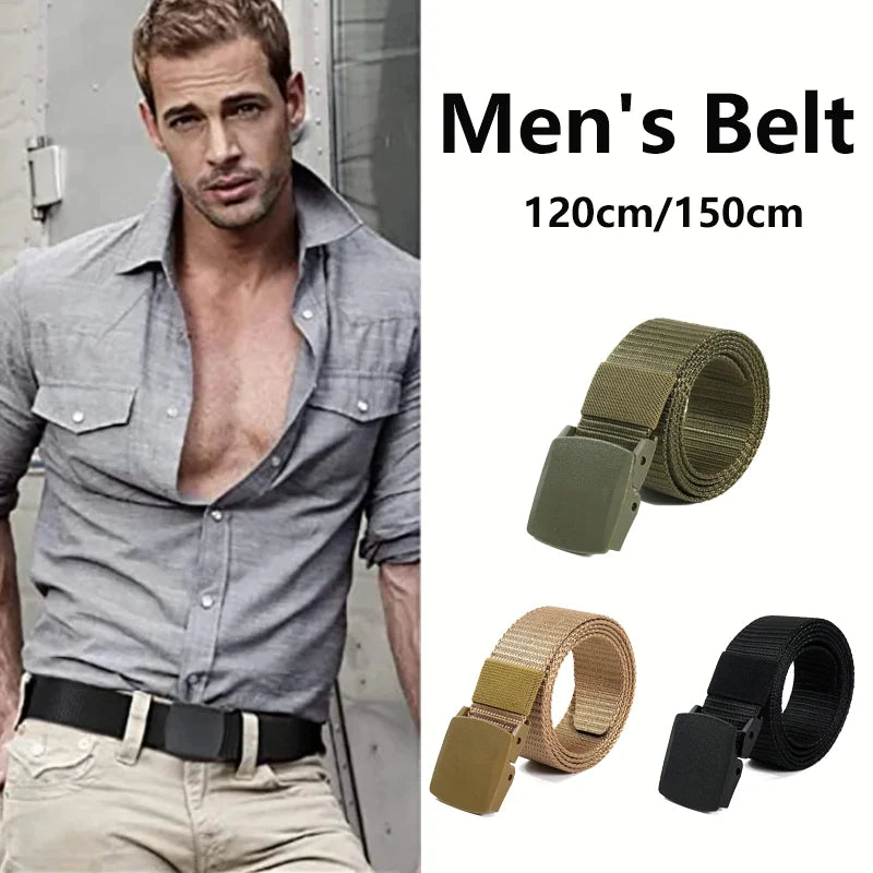 New Men's Automatic Buckle Belt Outdoor Hunting Hiking Daily Work Sports Tactical Waist Belt Hunting Clothing Accessory Beauty Fashion