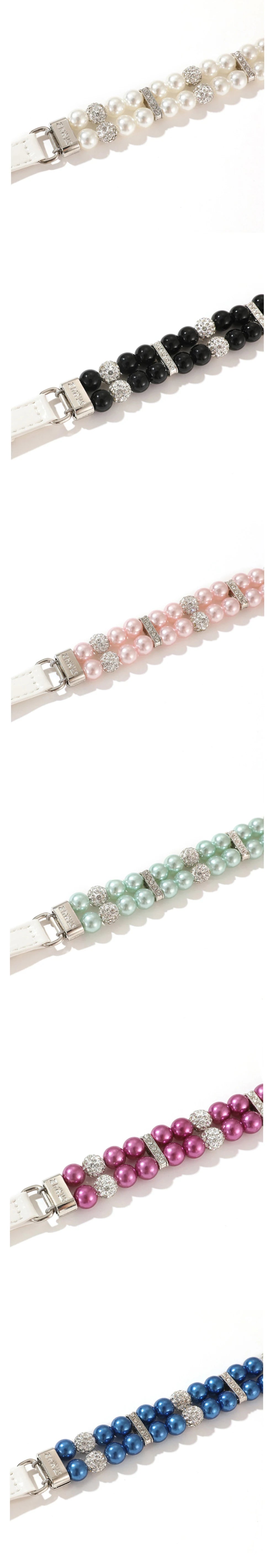 Pearl Pet Collar Artificial Pearls Rhinestone Dog Collar For Cat Necklace Wedding Party Pink Blue Green Beauty World Shop