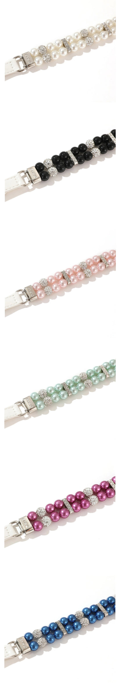 Pearl Pet Collar Artificial Pearls Rhinestone Dog Collar For Cat Necklace Wedding Party Pink Blue Green Beauty World Shop