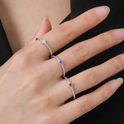 Ailmay 925 Sterling Silver Round Rainbow Zircon Rings For Women Wedding Engagement Party Colored Jewelry Beauty World Shop