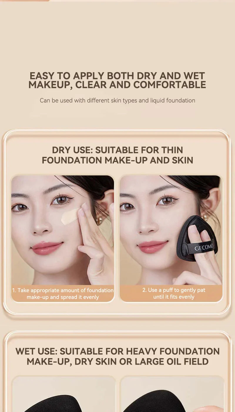 GECOMO Dual-Sided Black Beauty Sponge - Triangle Premium Design, Soft and Smooth Texture,  for Flawless Makeup Application, Beauty Trend Shop