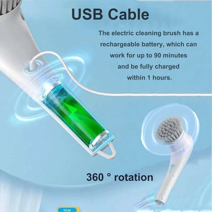 Usb Rechargeable Kitchen Dishwashing Brush Sink Cleaner Bathroom Bathtub Clean Brush Spin Scrubber Electric Cleaning Brush Beauty World Shop