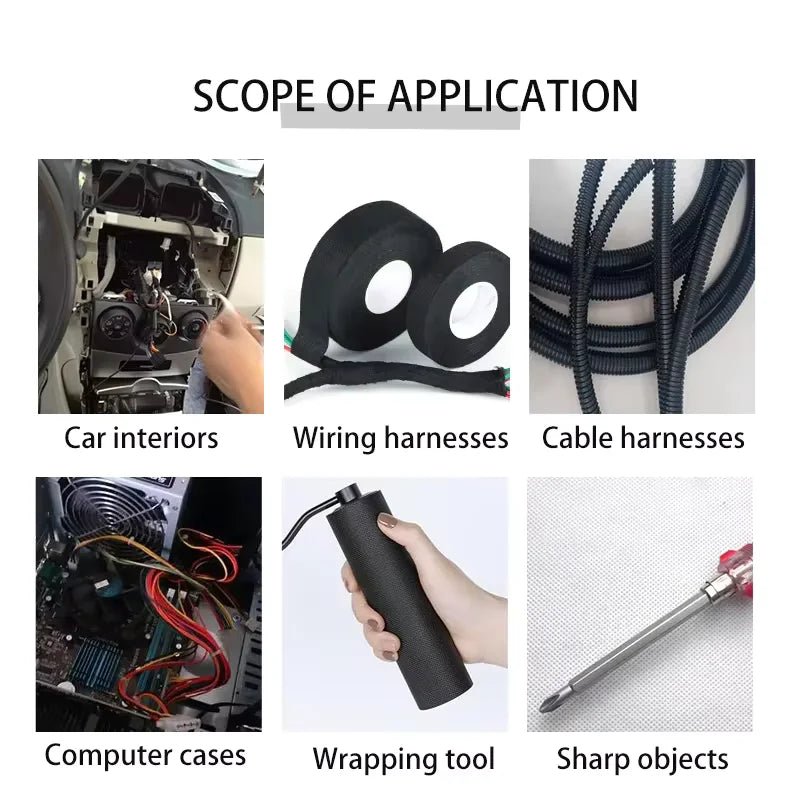 15 Meter Heat-resistant Flame Retardant Tape Coroplast Adhesive Cloth Tape For Car Cable Harness Wiring Loom Protection Beauty World Shop