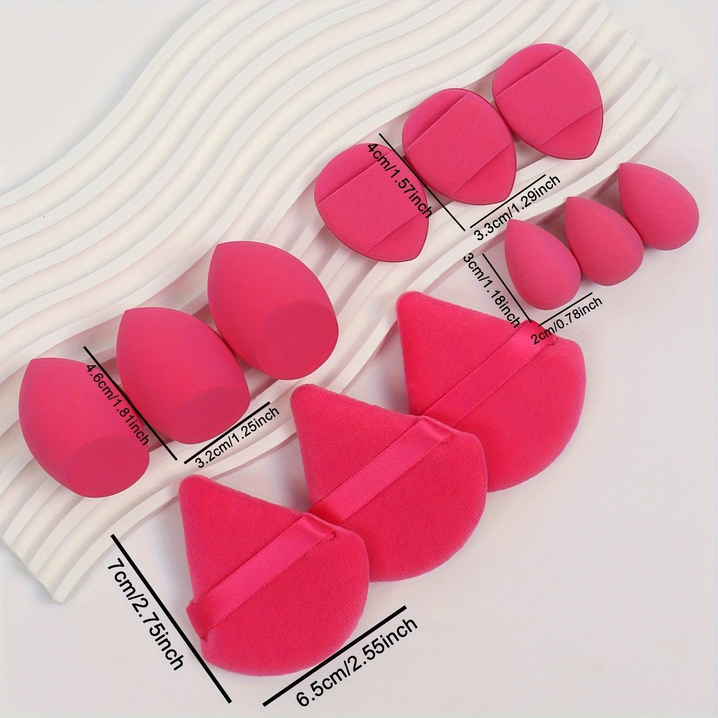 12-Piece All-Purpose Makeup Sponge Set, Made of 3 Loose Powder Puffs, 3 Mini Air Cushion Puffs, 3 Beauty Eggs and 3 Mini Beauty Beauty World Shop