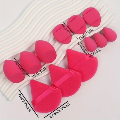 12-Piece All-Purpose Makeup Sponge Set, Made of 3 Loose Powder Puffs, 3 Mini Air Cushion Puffs, 3 Beauty Eggs and 3 Mini Beauty Beauty World Shop
