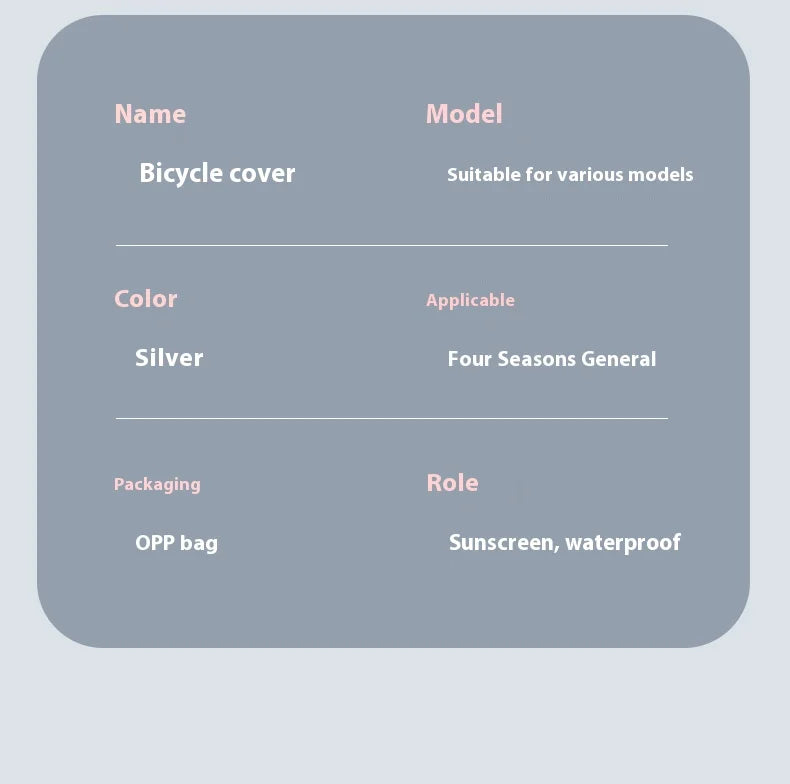 PEVA Material Mountain Bike Cover, Waterproof, Rainproof, Dustproof, Sunshade, Outdoor, Bicycle Accessories, 200*100cm Beauty World Shop