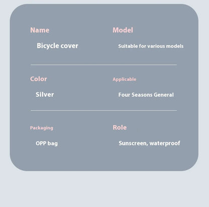 PEVA Material Mountain Bike Cover, Waterproof, Rainproof, Dustproof, Sunshade, Outdoor, Bicycle Accessories, 200*100cm Beauty World Shop
