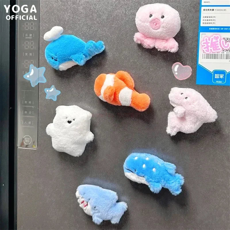 30pcs/box Original Small Aquarium Marine Animal Plush Refrigerator Sticker Blind Box Cute Magnetic Sticker Kawaii Plushies Toy Beauty World Shop