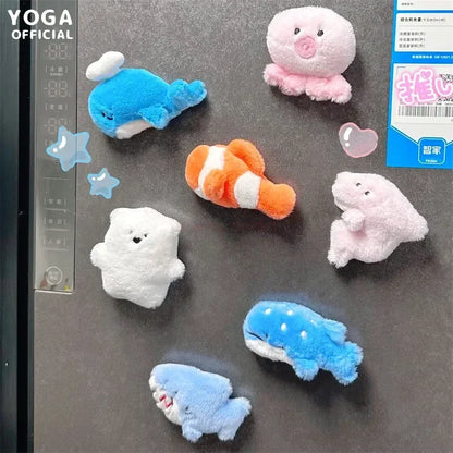30pcs/box Original Small Aquarium Marine Animal Plush Refrigerator Sticker Blind Box Cute Magnetic Sticker Kawaii Plushies Toy Beauty World Shop