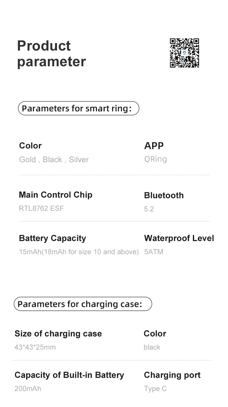 R09 Smart Ring Men Women with Charging Case,Heart Rate Blood Oxygen,Skin Temperature Monitor,5ATM Waterproof For Android iOS Beauty World Shop